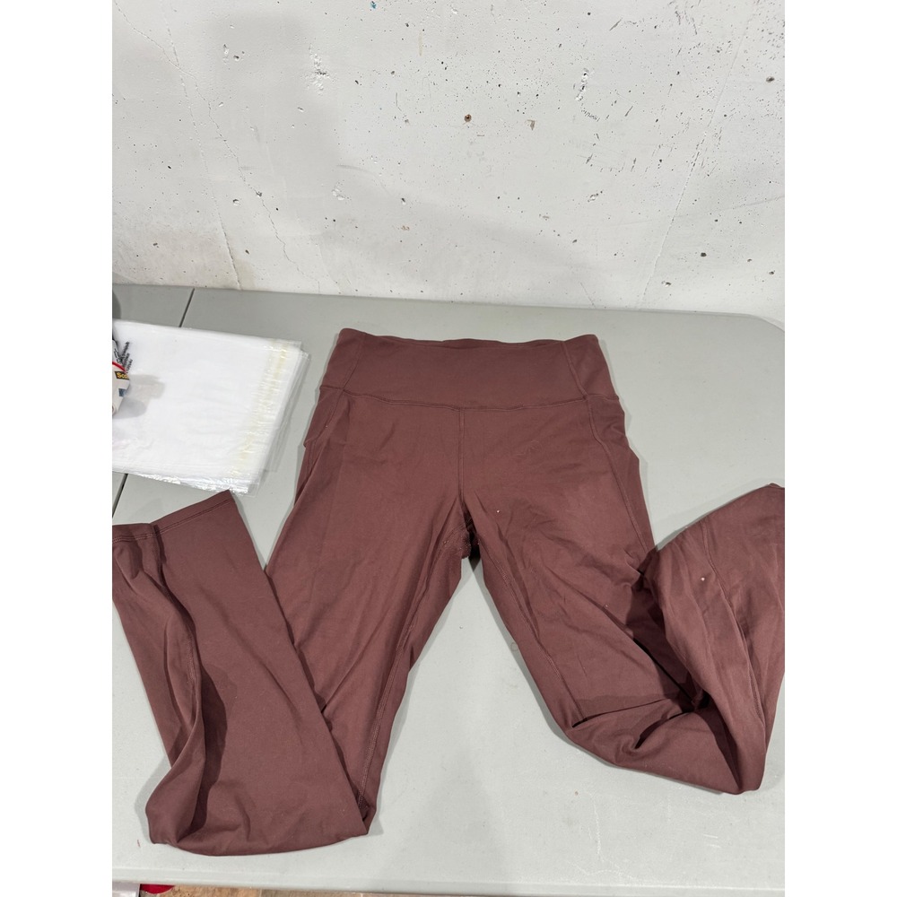 90 Degree by Reflex Womens High Waist Leggings with Pockets Burgundy Plum L